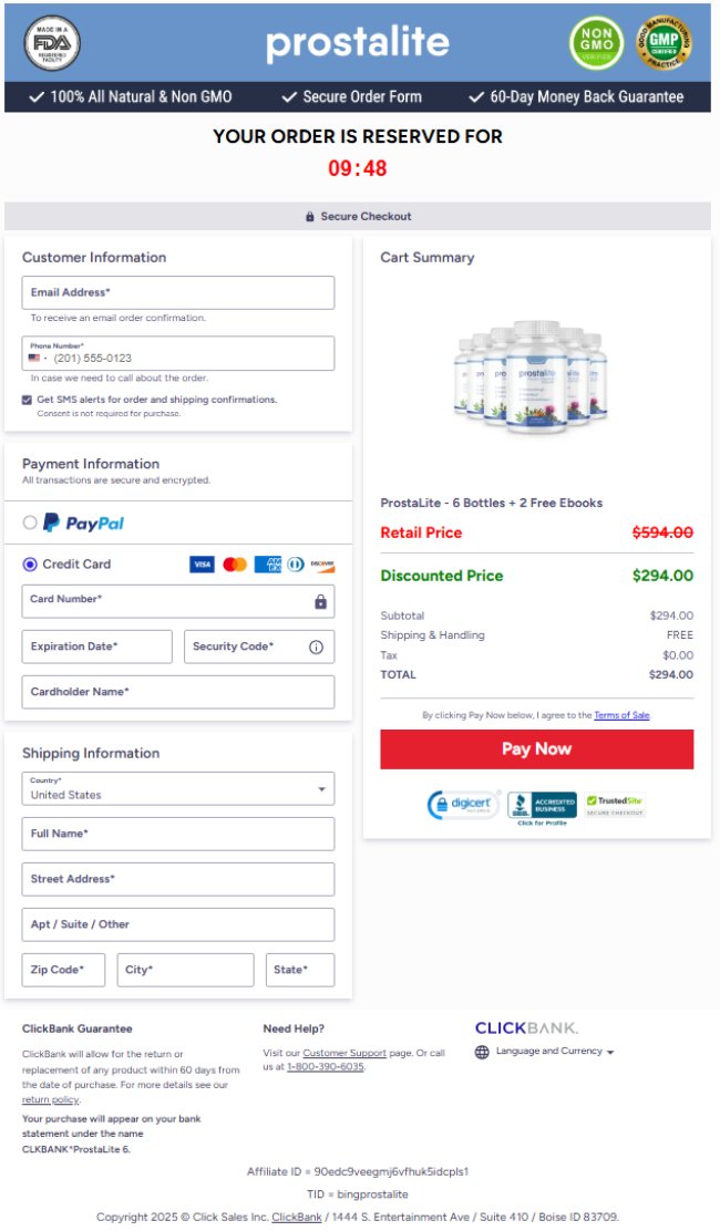 Prostalite  Official Website Secure Order Page